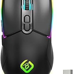 JYCSTE Wireless Gaming Mouse, Dual Mode 2.4GHz/Bluetooth 5.1 Mouse Gaming, RGB LED Backlit, Ergonomic Mouse with 6 Buttons, Rechargeable Computer Mouse for PC, Mac, Laptop-1