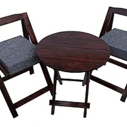 Jyoti Furniture Sheesham Wood Foldable Patio Dining Table 2 Seater, Wooden 2 Seater Dining Table, 2 Seater Patio Folding Set with Round Table for Living Room, Balcony (Brown Finish)-16
