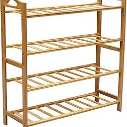 KRISHYAM® 4 Tier Bamboo Shoe Racks Stackable Durable Shoe Shelf Slipper Stand Chappal Storage Organizer for Closet Entryway Hallway Indoor & Outdoor (Brown, 4 Shelves Bamboo)-image-49