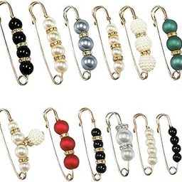 10 Pcs Pearl Brooch Pins,Fashion Sweater Shawl Clips,Artificial Pearl Brooch Pins,Various Sizes/Colors Pearls Brooch Safety Pins for Women Girls Clothing Decoration-image-77