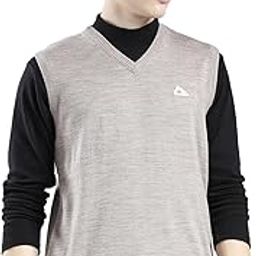 Men's Regular Fit Pullover | Solid Pattern | Pull On Closure with Sleeveless V Neck Winter Pullover for Men's Grey L (Pack 1)-image-5