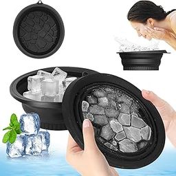 VPGS Foldable Ice Bowl with Built-In Ice Tray – Silicone Facial Ice Bath for Shrinking Pores, Boosting Circulation, Cold Plunge Skincare Gift for Men & Women (Black)-image-86