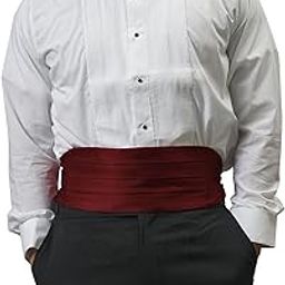 Factory Outlet Men's Formal Burgundy Cummerbund for a Tuxedo-image-1