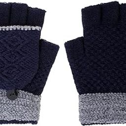 Unisex Woolen Mitten Cut Finger Woolen Gloves with Flipcover (fg-03_Blue;Free Size)-image-61