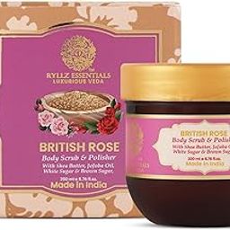 RYLLZ ESSENTIALS British Rose Body Scrub & Polisher | with White Sugar, Brown Sugar Jojoba Oil, Hyaluronic Acid, Kojic Acid, Alpha Arbutin, Niacinamide & Glycolic Acid | for Dead Skin Cells, Ingrown Hair & Skin Feeling Smoother/Polished | 200 ml-23