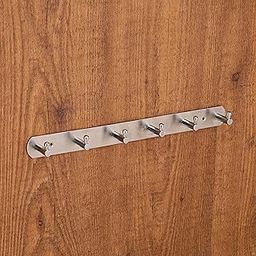 FORTUNE Premium Stainless Steel Hook Plate Hook Patti,Wall Mounting Door Back Hanger Pins Hanging Cloth Set, Shirt Bath Towel Hanger,Robe, Keys, Coat Hook Hanger Rail Bar for Bathroo (6 Hooks)-image-75