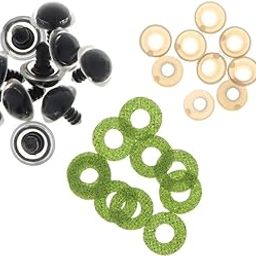 ATORSE 10Pcs PVC Safety Toy Eyes + Glitter Nonwovens + Washer 24Mm Light Green-image-4