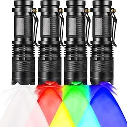 RaySoar 4 Pack 3-Mode Flashlight: Red, Green, Blue, Cool White Light for Night Observation-25