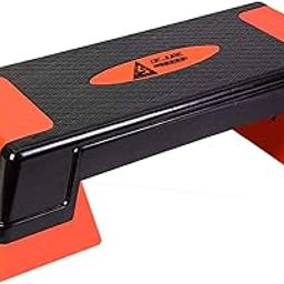 De Jure Fitness Adjustable Workout Aerobic Stepper, Aerobic Exercise Step Platform with 2 Risers, Exercise Step Deck for Fitness, 75 CM Trainer Stepper with Non-Slip Surface Home Gym & Extra Risers Options, Red-image-29