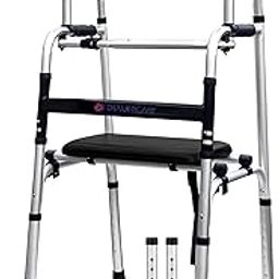 DIALDRCARE Upright Posture Rolling Walker with Armrest Adjustable Height Rollator Walking Aid for Seniors Walking (Load capacity 100 kg - Silver)-image-35