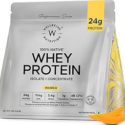 Wellbeing Nutrition Whey Protein Isolate & Concentrate 1Kg Mango | 24g Protein, Clinically Proven Velositol 2x Muscle Protein Synthesis, 4B CFU Probiotics & Digestive Enzymes, Easy to Digest-11