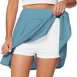 Womens Highwaist Stretchable Skater Skirts Knee Length Inbuilt with Inner Safety Shorts - Tennis Skirts with Shorts, Perfect for Running, Hiking, Pickleball, Athletic and Workout (Pack of 1)-image-11