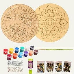 Decordial lippan Art Materials DIY kit with Four Designs Premarked MDF Board (2pcs premarked Art Board, Ideal for Festive Gifting, Artists, Students-image-17