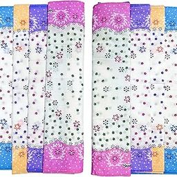 Premium Cotton Handkerchiefs - 11*11 Soft Prints for Women/Girls (Pack of 12, Multicolor. Designs Will Vary as per Availability)-9