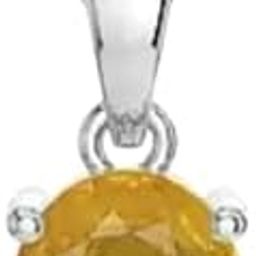 Yellow Pukhraj Pendant 5 Carat Yellow Sapphire Ceylon Certified Natural Sri Lanka Mine Yellow Sapphire Pendant Silver Precious Stud Pila Pukhraj Pathar Oval Shape For Men & Women-29