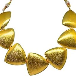 Statement Triangular Choker Necklace ? Anti-Tarnish Gold Plated Brass Based, Hypoallergenic & Sweatproof Demi-Fine Jewellery for Women-image-15
