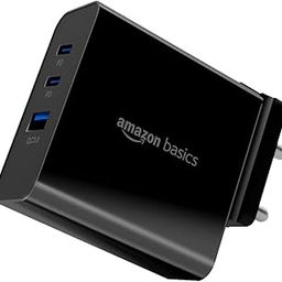Amazon Basics 65W Triple Port GaN Charger | PD 3.0, QC3.0, QC4.0/PPS Fast Charging Ports | Compact Adapter with Foldable Pins | Compatible with All Flagship Apple/Android Phones and laptops (Black)-74