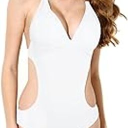 Colloyes 2015 New Adorable White One-Piece Swimwear with Cut-Out Side Size XL-image-8