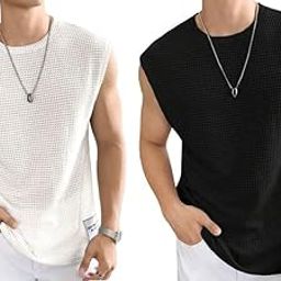 TreadDown Men's Waffle Tank Tops – Sleeveless Round Neck Polycotton Vest T-Shirts for Gym, Workout & Casual Wear(Pack of 2)-image-61