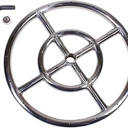 Celestial Fire Glass 12" Round Fire Pit Burner Ring, Stainless Steel, Double Ring-image-4