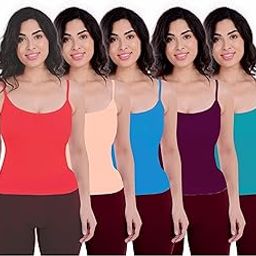 Lovami Women's Cotton Camisole/Slips (Pack of 5)-image-64
