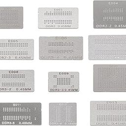 Ellbest 12pcs BGA Reballing Stencils Rework Station, Steel Template Mesh Directly Heat Set Kit for Laptop Desktop Graphics Card-21