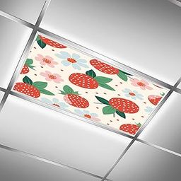 Vigetue 2ft x 4ft Fluorescent Light Covers for Classroom Office Light Coverings Skylight Drop Ceiling Film Insert Eliminate Harsh Glare and Headaches 1 Pack Cute Strawberry-image-94