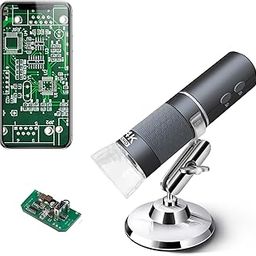 Mini USB Digital Handheld Microscope Wireless Endoscope Camera with 40 to 1000X Magnification Phone Suction, Metal Stand, Set of 8 LED and WiFi Compatible with iPhone iPad Mac Window Android-11