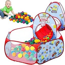 Amazon Brand - Jam & Honey Construction 3 in 1 Combo Tunnel for Kids | Tunnel, Play Tent House, Ball Pool for Kids 3 to 6 Years | Spacious, Lightweight and Portable | Without Balls | Multi Colour-16