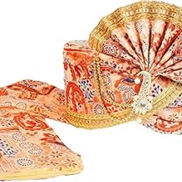Wedding Collection Keri Safa (Pheta/Pagdi/Turban) For Wedding And Traditional Function Use It (Orange, Free - Size Velcro Adjustable System)-image-79