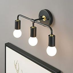 Delight Enterprises 3-Light Black & Gold Wall Sconce - Modern Minimalist Bathroom-image-32
