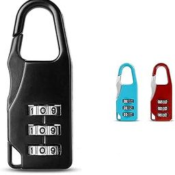 Hetkrishi Combination Luggage Padlock 3 Dial Resettable Lock for Suitcase, Laptop Bag/Multi-Purpose Safety Number Lock (Random Color) (Pack of 2)-50