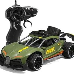 PARTEET 1:16 Scale RC Toy Car with Long Range 2.4 Ghz Joystick Remote Control - High Speed Durable Sports Vehicle with Rechargeable Battery - Ideal for Kids & Beginners (Dark Green)-image-34