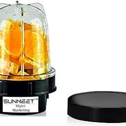 Sunmeet Small Bullet Jar for Mixer Grinder Set of 1 (350 ML) ABS Transparent Plastic Mixer Juicer Jar, Black- NMA9-6