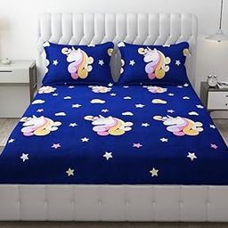 Kids Bedsheet for Queen Size Bed with Pillow Cover and Made of Cotton| Soft & Breathable | Includes 1 Bedsheet & 2 Pillow Covers | Fits Single/Double/Queen-BZAZKC-31-image-61