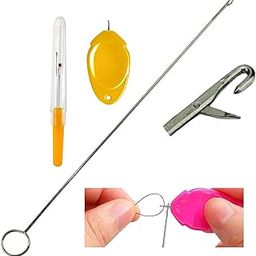 Jasol Sewing Loop Turner Hook with Latch for Turning Fabric Tubes Straps Belts Strips for Handmade Sewing Tools Durable Metal, 1, Steel-30