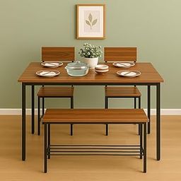 Dining Table Set for 4 – Compact 4 Seater Table with Chairs for Home, Kitchen or Office – Space Saving Design-image-65