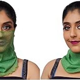 Women Scarf Anti Pollution Full face Scarf Mask Made with Cold Net Rayon Fabric,UV Sun Rays Protection mask for Women, Dust Mask Comfortable summer friendly Scarf_Free Size(Pack Of 01,Green)-28
