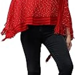 SHOWOFF Women's Sleeveless Longline Red Solid Poncho-BLR-9906_Red-11