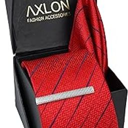 Tie for Men – Dotted Silk Neck Ties Set with Cufflinks Flower Pin, Pocket Square & Black Gift Box, Combo Necktie Sets for Office Wear, Formal Suits & Weddings (Crimson Red, NXSMX_36)-image-67