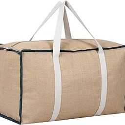 Extra Large Heavy Duty Storage Bag-90L Moving Tote, Durable Oxford Fabric, Foldable Organizer for Clothes, Bedding, Dorm, Underbed Storage-Strong & Portable. (Natural Jute, Pack of 1)-28