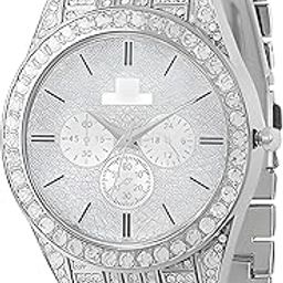 Stylish Men's Silver Watch with Diamond Accents |Elegant Design with Crystal and Metal Strap| Watch for Mens and Boys, Analog Modern Cassual & Formal Boys Watches for Mens-picture-5