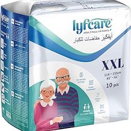 Lyfcare Adult Diapers XXL Size - 10 Units | Unisex Diapers Pants Style | Waist (114-155 cm) | Wetness Indicator, Super Absorb, 360° Protection & 0% Leakage | For Men & Women_Regular-image-61