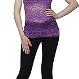 OK INTERPRISES Women Lace Floral Hollow Camisole Crop Top Bandage Spaghetti Camisole Free Size (28 Till 34) Purple-picture-23