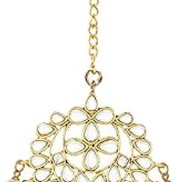 18K Gold Plated Traditional Kundan Studded with Pearls Maang Tikka for Women/Girls (T7058)-image-23