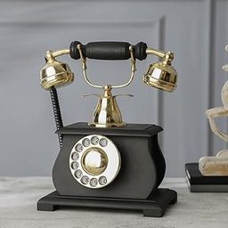 Decor Antique Brass and Wooden Non Working Decorative showpiece Telephone,-image-43