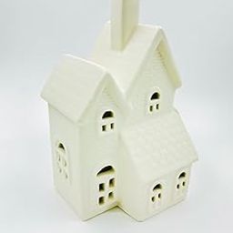 Ceramic House with Light, Height 15.5cm Width 9cm,White Decorative Ceramic House, Window Design, Matte White, Modern Design Home Decor-image-24