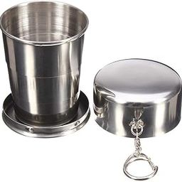 dhavl Portable Folding Stainless Steel Travel Camping Water Mug Cup Glass for Picnic Outdoor/Indoor, Water Tumbler Cup with Keychain for Lassi Lemonade Juice Milk Cold Drinks (150 ML Folding Glass)-image-79