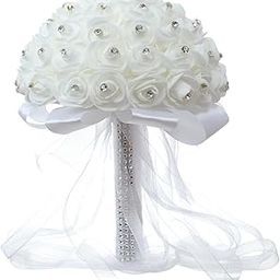 UJEAVETTE Wedding Bride Bouquets with Ribbon Romantic for Home Bridal Shower Valentine-image-89