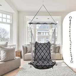 Swing |Swing for Adult |Home Swing Chair| Swing for Balcony | Hanging jhula for Indoor & Outdoor.Weight Capacity 150kg (Cotton,Black)-image-74